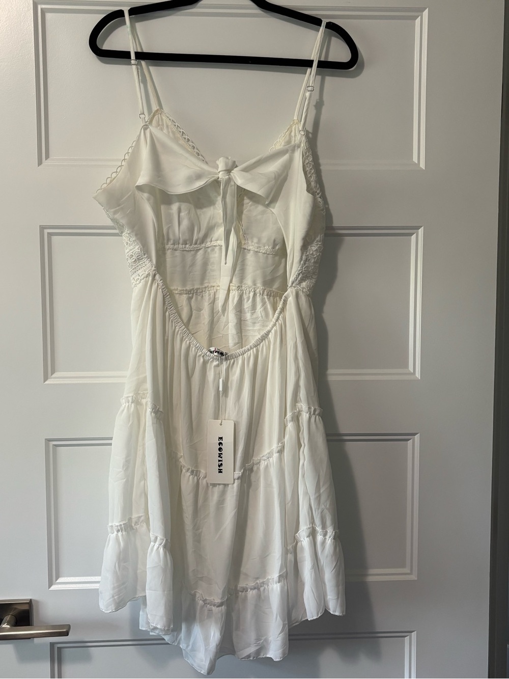 Ecowish White Lace Tiered Summer Dress - Picture 4 of 13